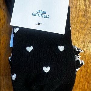 Urban Outfitters Black Socks with White Heart Design